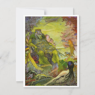 Vintage Illustration King of Mermaids Note Card
