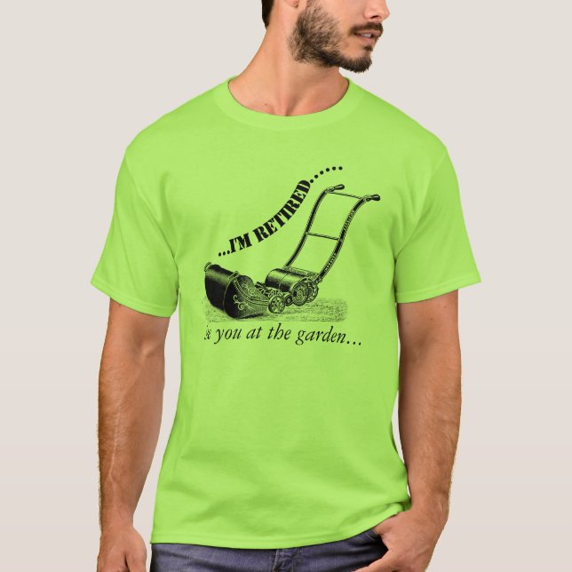 VINTAGE ILLUSTRATION Lawn Mower Retirement Men Tee (Front)