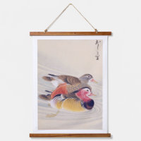 Vintage illustration: Mandarin duck Hanging Tapestry