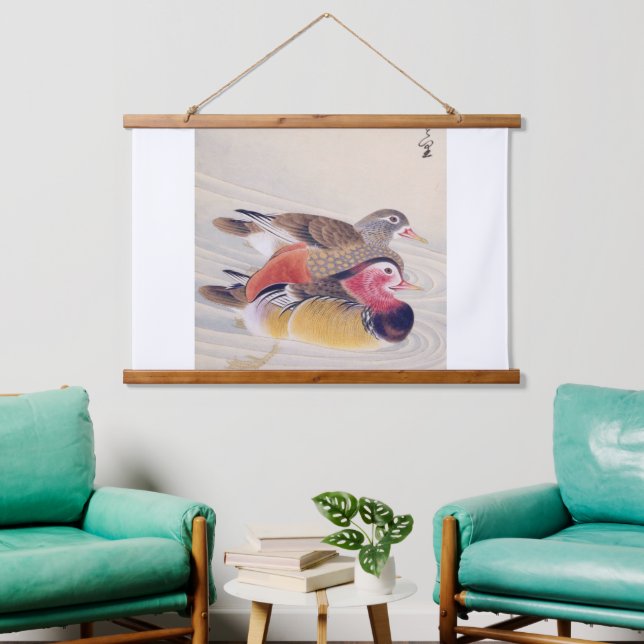 Vintage illustration: Mandarin duck Hanging Tapestry (Living Room)