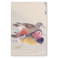 Vintage illustration: Mandarin duck Tissue Paper