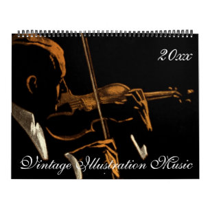 Vintage Illustration Musicians and Music Themes Calendar