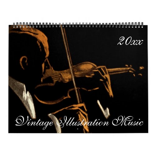 Vintage Illustration Musicians and Music Themes Calendar