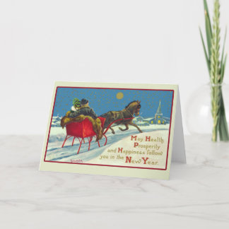 Vintage Illustration New Years Card