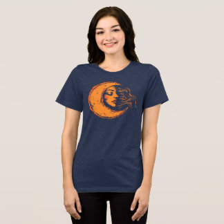 Vintage illustration Night Lady Moon Tri-Blend Shirt