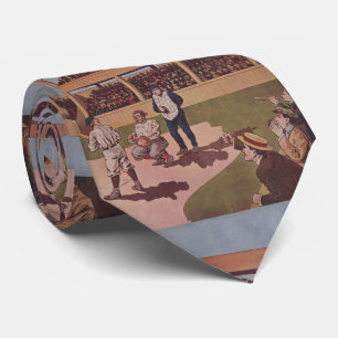 Vintage Illustration of a Baseball Game (1909) Neck Tie
