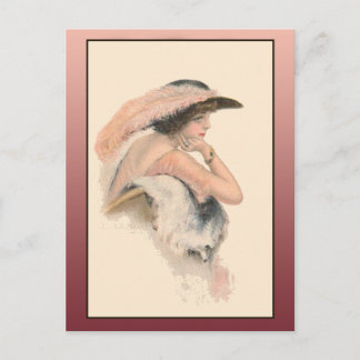 Vintage Illustration of a Beautiful Woman Postcard