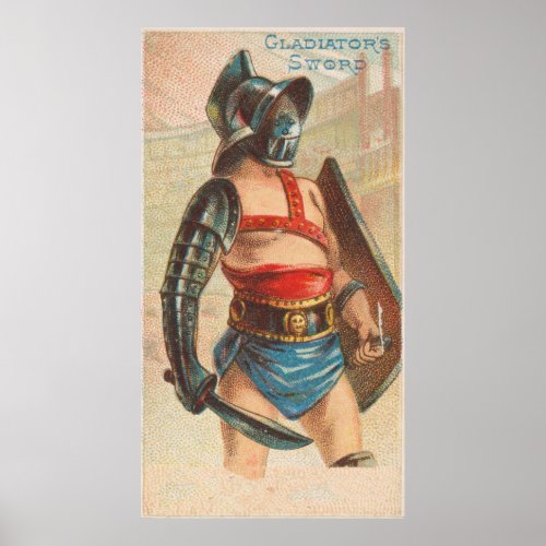 Vintage Illustration of a Gladiator 1887 Poster