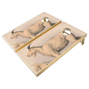 Vintage Illustration of a Goat (1874) Cornhole Set
