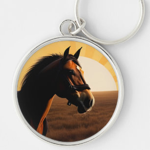 Vintage Illustration of a Horse Keychain