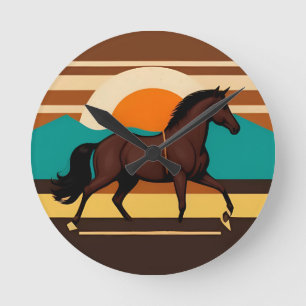 Vintage Illustration of a Horse Round Clock