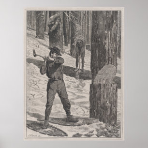 Vintage Illustration of a Lumberjack (1871) Poster