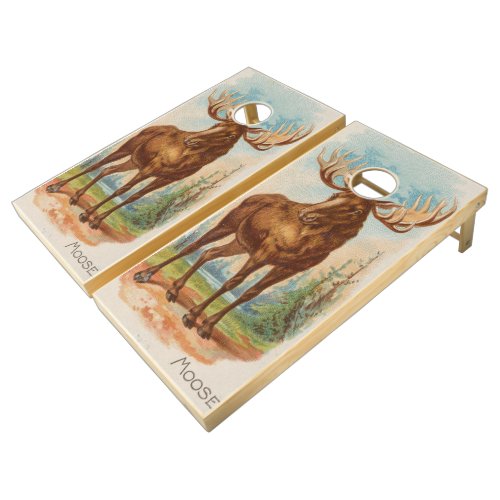 Vintage Illustration of a Moose 1890 Cornhole Set