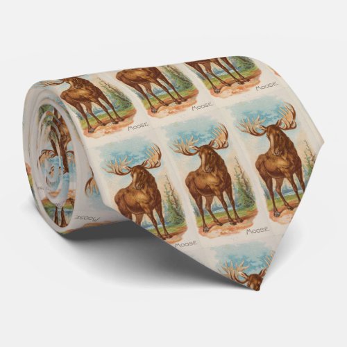 Vintage Illustration of a Moose 1890 Neck Tie