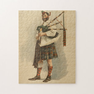 Vintage Illustration of a Scottish Bagpiper (1898) Jigsaw Puzzle