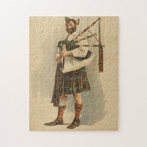 Vintage Illustration of a Scottish Bagpiper 1898 Jigsaw Puzzle