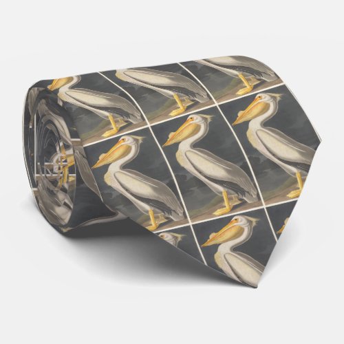 Vintage Illustration of a White Pelican 1836 Neck Tie