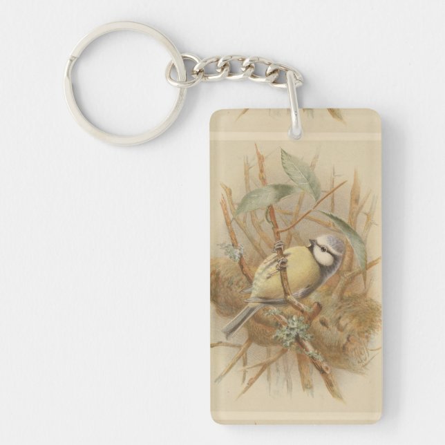 Vintage Illustration of Bluetit Keychain (Front)