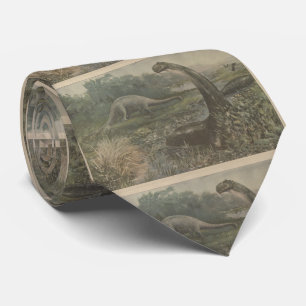 Vintage Illustration of Brachiosaurus Dinosaurs Neck Tie