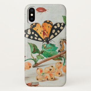 Vintage illustration of butterflies on berries iPhone x case