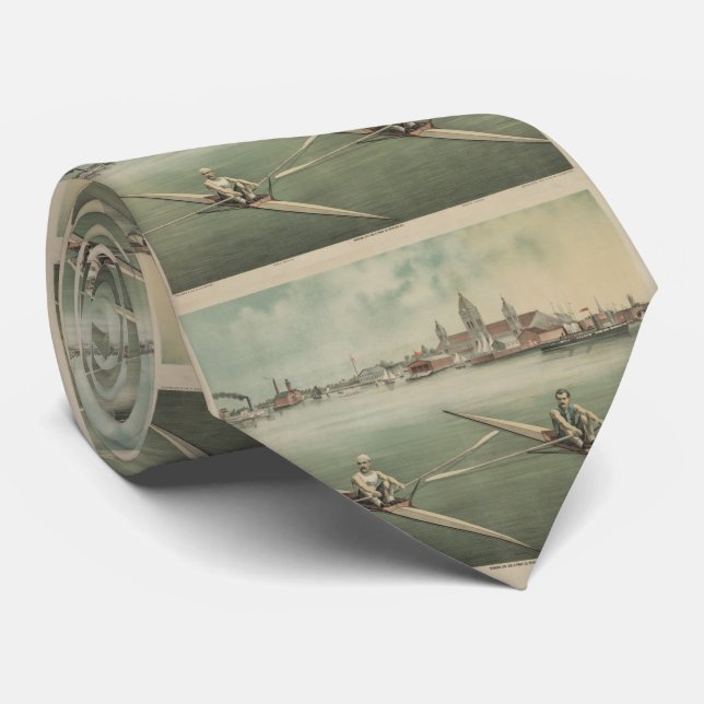Vintage Illustration of Crewing Athletes (1879) Neck Tie (Rolled)