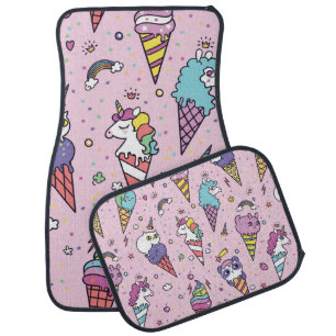 Vintage illustration of Cute ice cream cones that Car Floor Mat