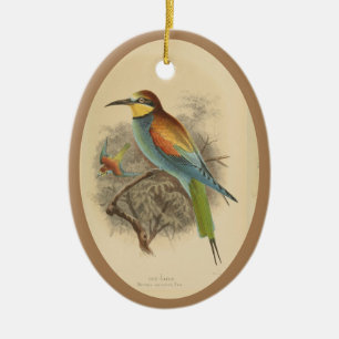 Vintage illustration of European Bee-Eater Ceramic Ornament