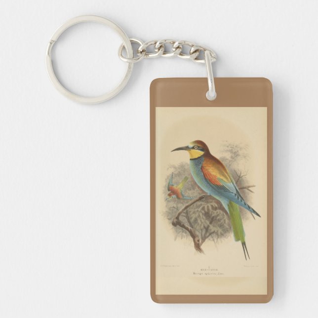 Vintage illustration of European Bee-Eater Keychain (Front)