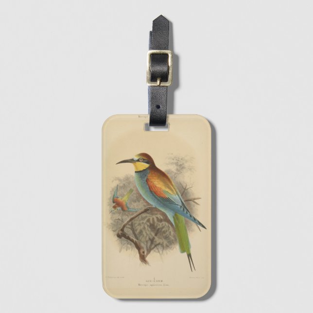 Vintage illustration of European Bee-Eater Luggage Tag (Front Vertical)