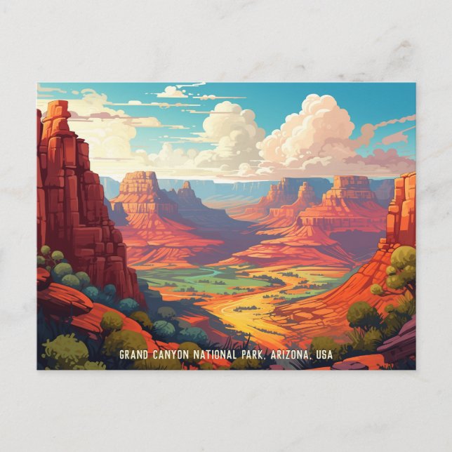 Vintage illustration of Grand Canyon National Park Postcard (Front)