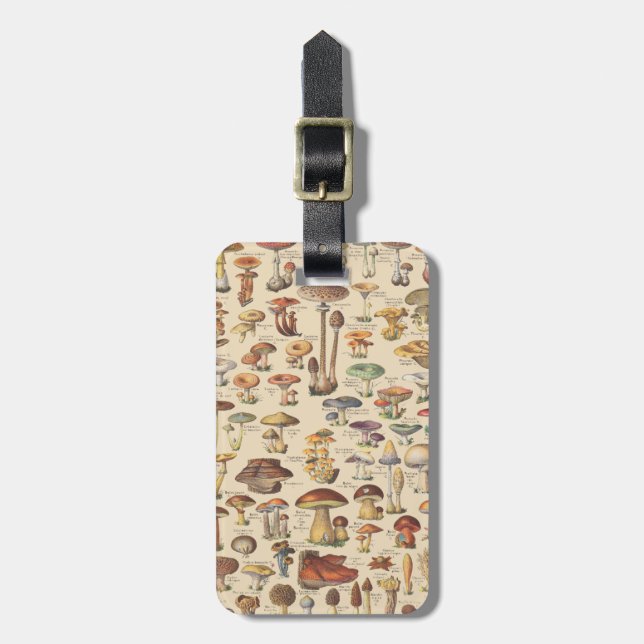 Vintage illustration of mushrooms luggage tag (Front Vertical)