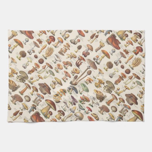 Vintage illustration of mushrooms towel