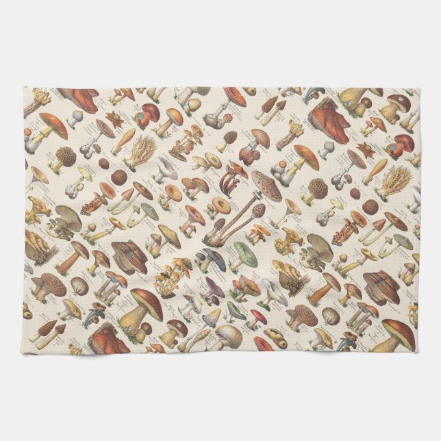 Vintage illustration of mushrooms towel (Horizontal)