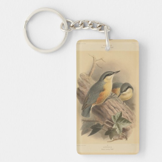 Vintage Illustration of Nuthatch Keychain (Front)