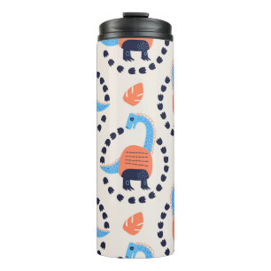 Vintage illustration of seamless pattern with a di thermal tumbler