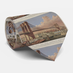 Vintage Illustration of the Brooklyn Bridge (1877) Neck Tie