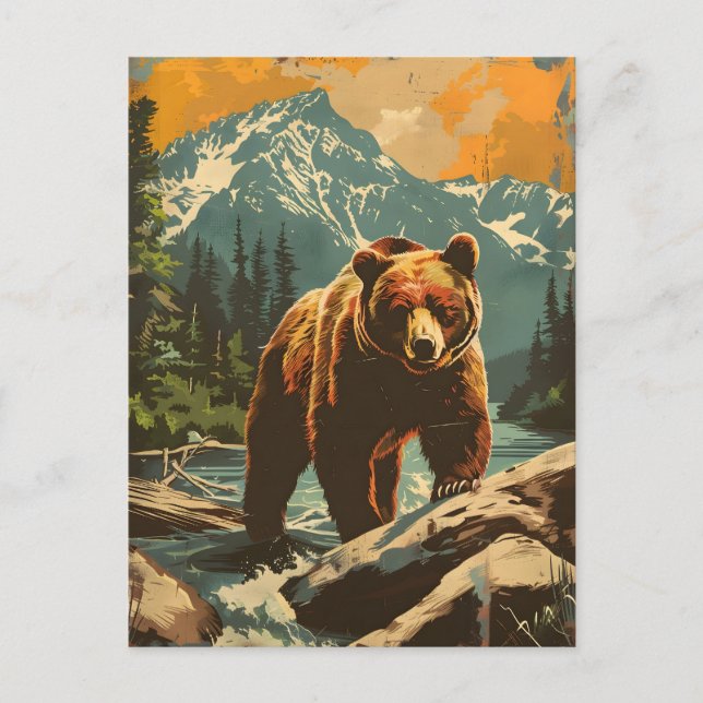 Vintage Illustration of the Brown Bear Postcard (Front)