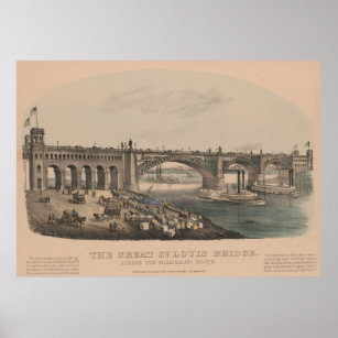 Vintage Illustration of The Great St louis Bridge Poster
