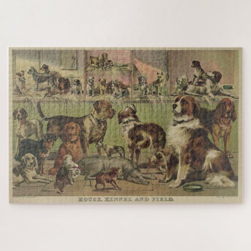 Vintage Illustration of Various Dog Breeds 1893 Jigsaw Puzzle