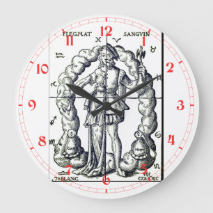 Vintage illustration of zodiac signs large clock