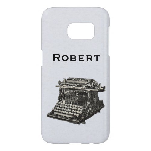 Vintage Illustration Old Manual Typewriter on Gray Samsung Galaxy S7 Case