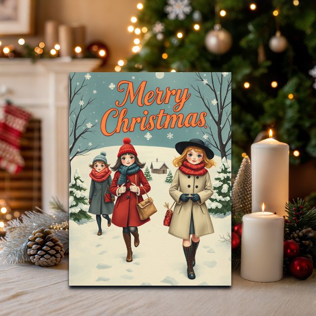 Vintage Illustration People going to Church Holiday Postcard (Creator Uploaded)