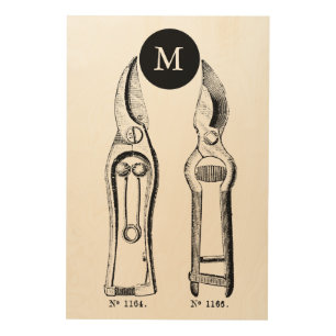 VINTAGE ILLUSTRATION Pruners 24x36 Wood Wall Art