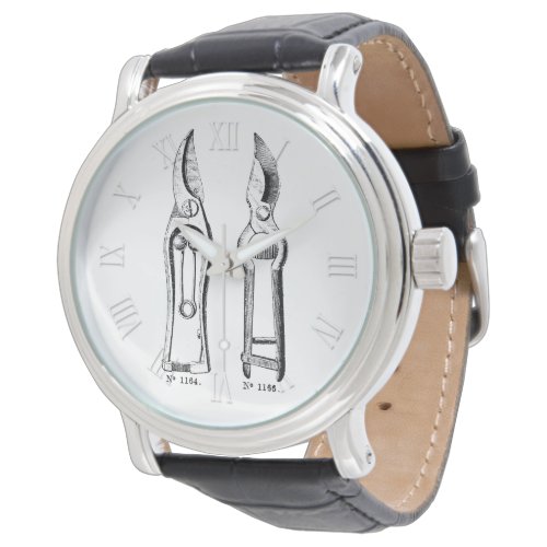 Vintage Illustration Pruners dial Roman numerals Watch