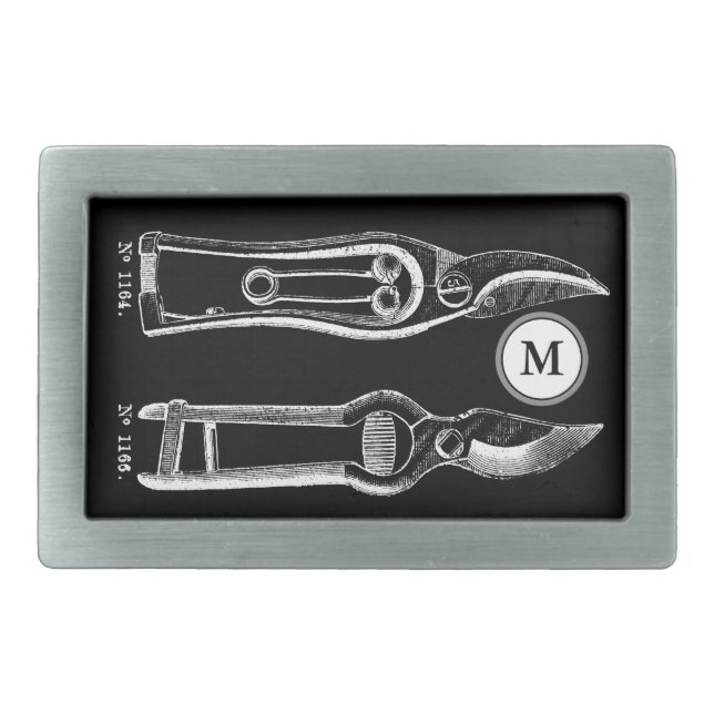 VINTAGE ILLUSTRATION Pruners Monogram Belt Buckle (Front)