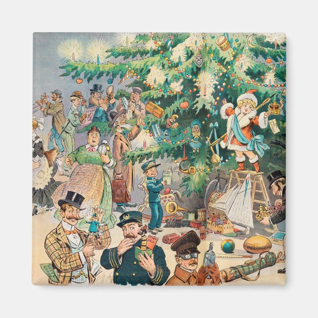 Vintage Illustration Puck's Christmas Tree, 1902 Magnet (Front)