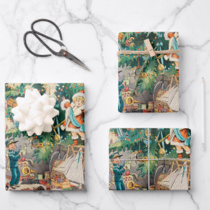 Vintage Illustration Puck's Christmas Tree, 1902 Wrapping Paper Sheets