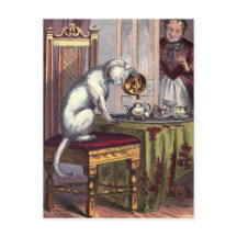 Vintage Illustration: Puss Making tea