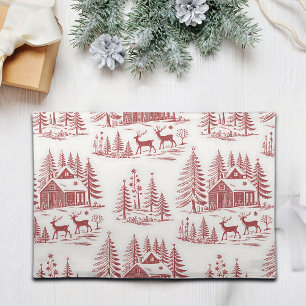 Vintage Illustration Reindeer and Houses Winter Cloth Placemat