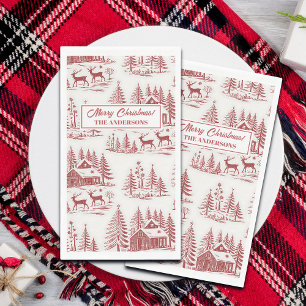 Vintage Illustration Reindeer and Houses Winter Paper Guest Towels